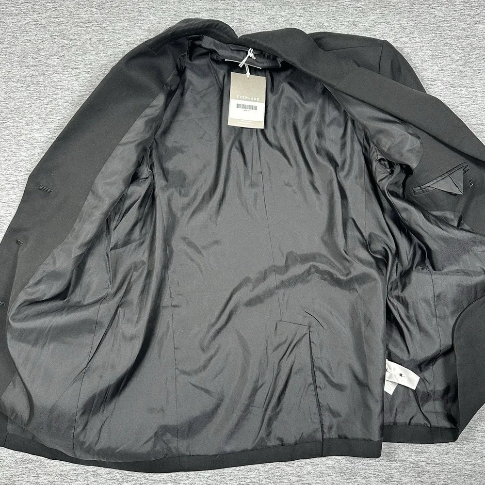 Everlane Blazer Jacket Womens Size 6 Black Oversized Three Button City NEW